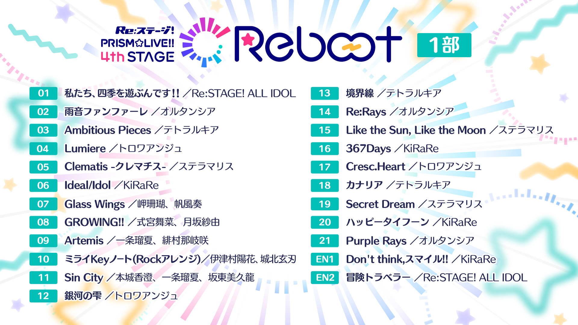 Re:ステージ!PRISM☆LIVE!!4th STAGE～Reboot～」セットリスト公開 